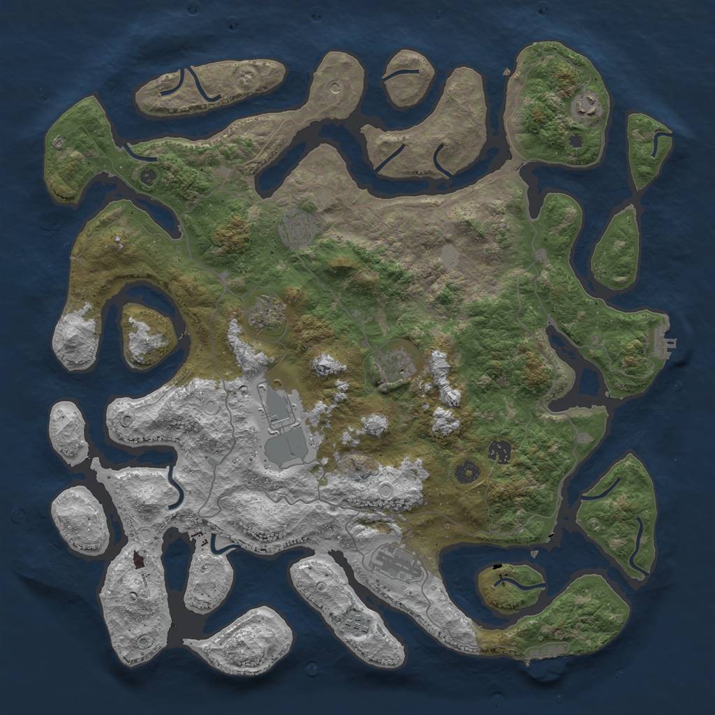 Rust Map: Procedural Map, Size: 4500, Seed: 21511, 16 Monuments