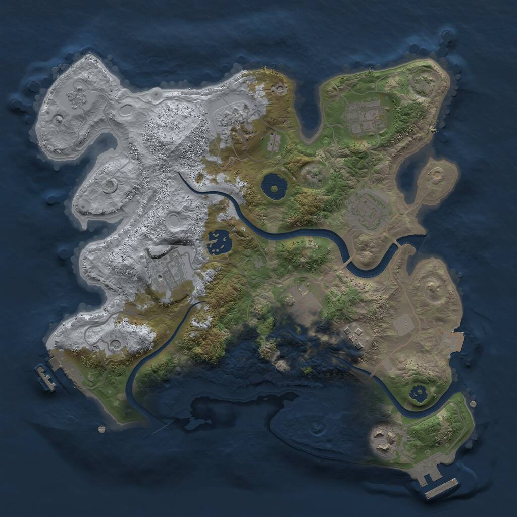 Rust Map: Procedural Map, Size: 3000, Seed: 955659, 14 Monuments