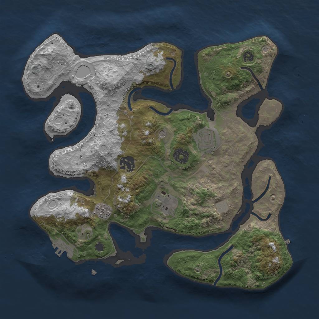Rust Map: Procedural Map, Size: 3000, Seed: 955659, 11 Monuments