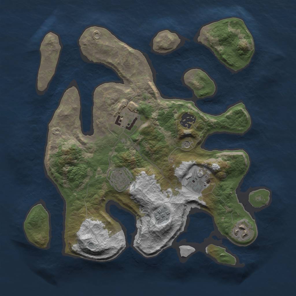 Rust Map: Barren, Size: 3000, Seed: 651215, 9 Monuments