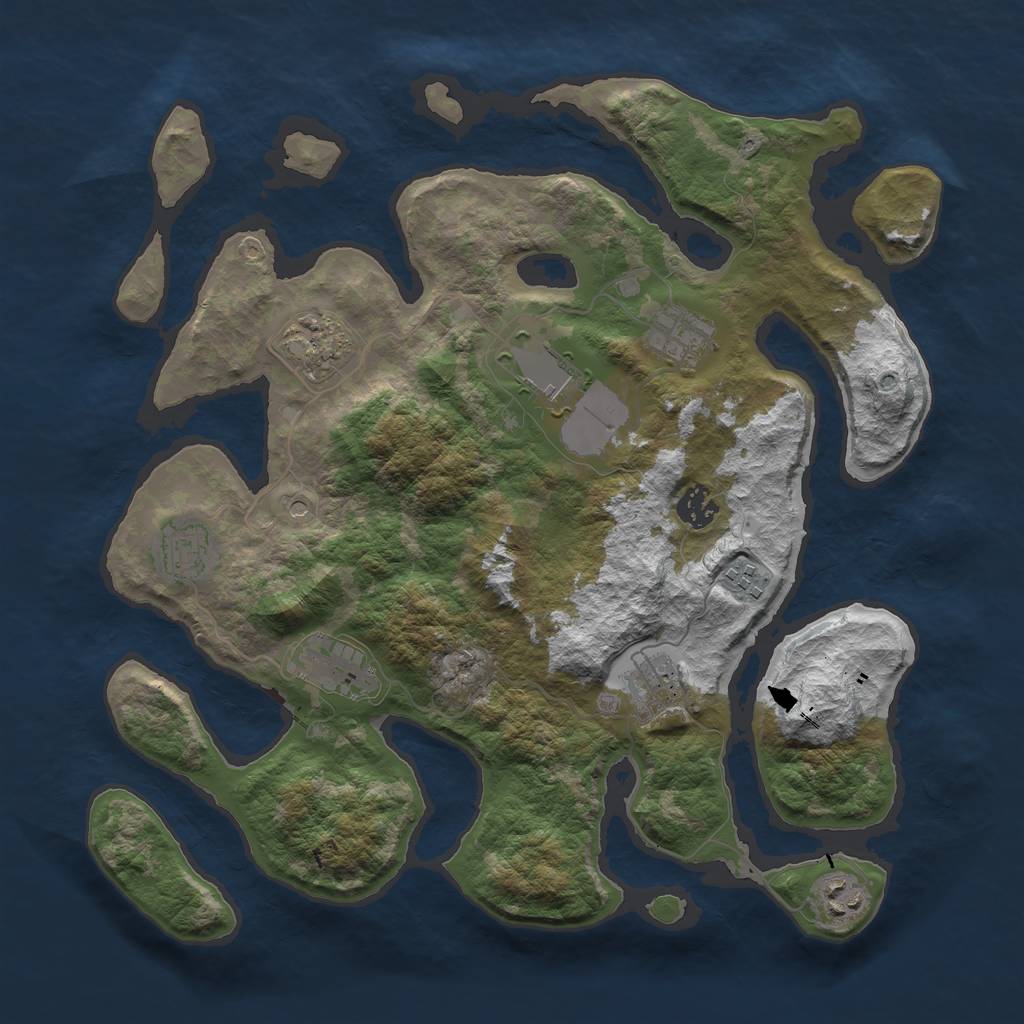 Rust Map: Barren, Size: 3750, Seed: 679053, 12 Monuments