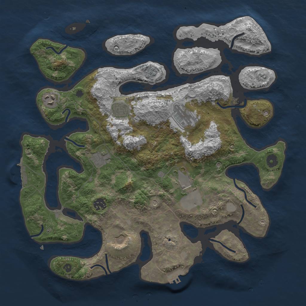 Rust Map: Procedural Map, Size: 3750, Seed: 6098733, 16 Monuments