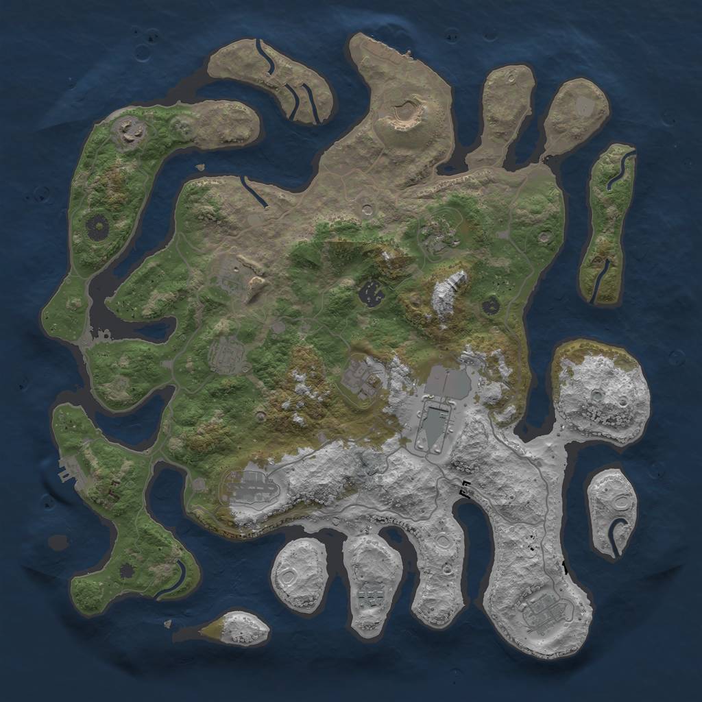 Rust Map: Procedural Map, Size: 4200, Seed: 133256133, 19 Monuments