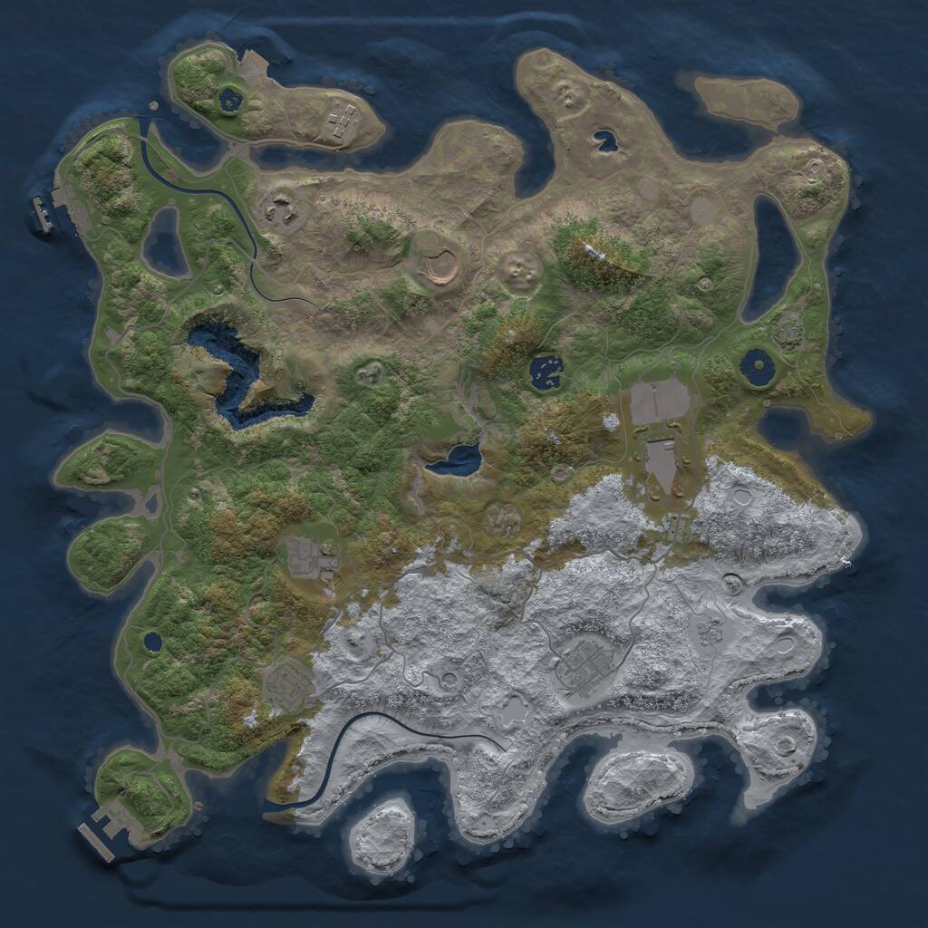 Rust Map: Procedural Map, Size: 4000, Seed: 128629789, 14 Monuments
