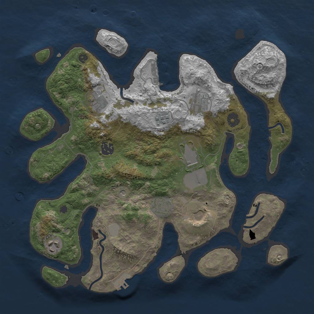 Rust Map: Procedural Map, Size: 3500, Seed: 161738986, 16 Monuments