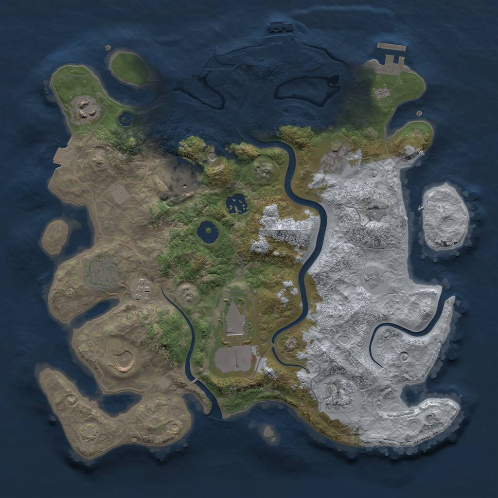 Rust Map: Procedural Map, Size: 3500, Seed: 1766416100, 15 Monuments