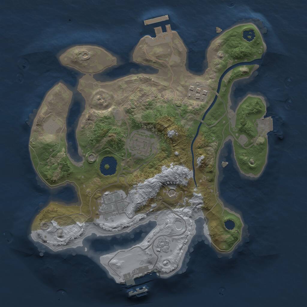Rust Map: Procedural Map, Size: 2500, Seed: 1227040851, 8 Monuments