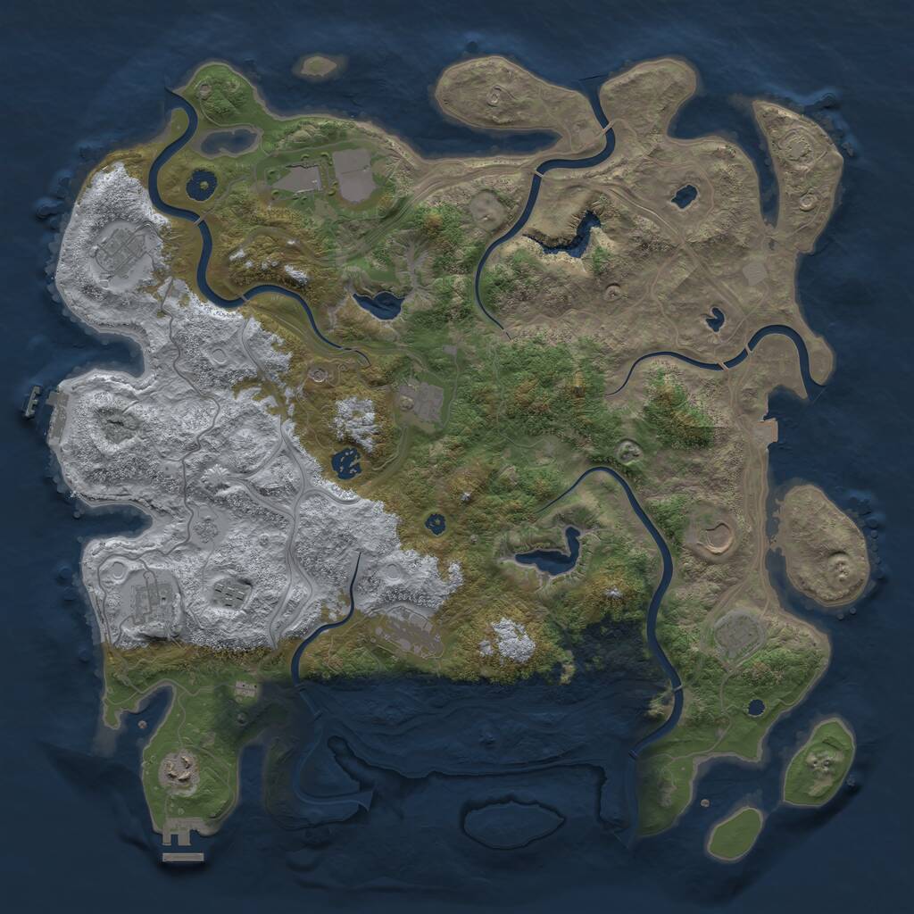 Rust Map: Procedural Map, Size: 4500, Seed: 8347983, 16 Monuments