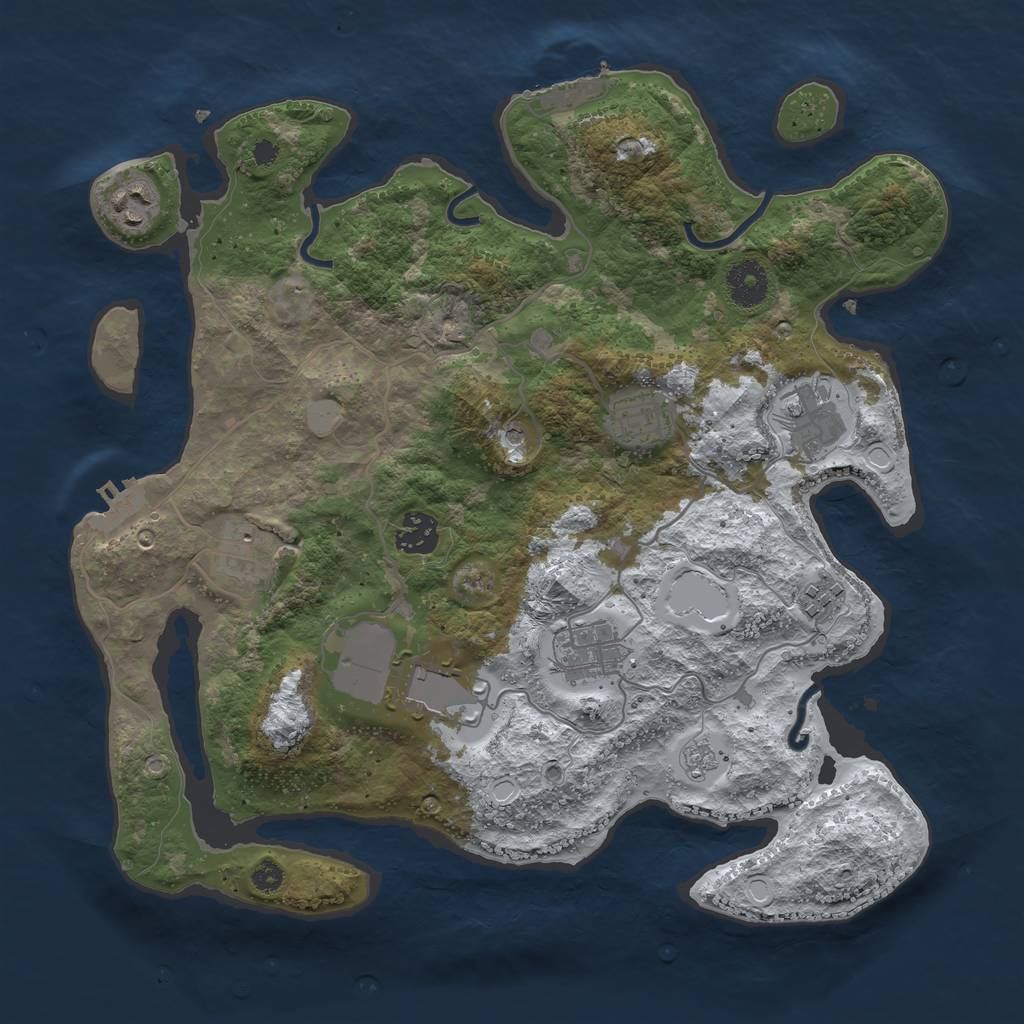 Rust Map: Procedural Map, Size: 3500, Seed: 793420, 17 Monuments