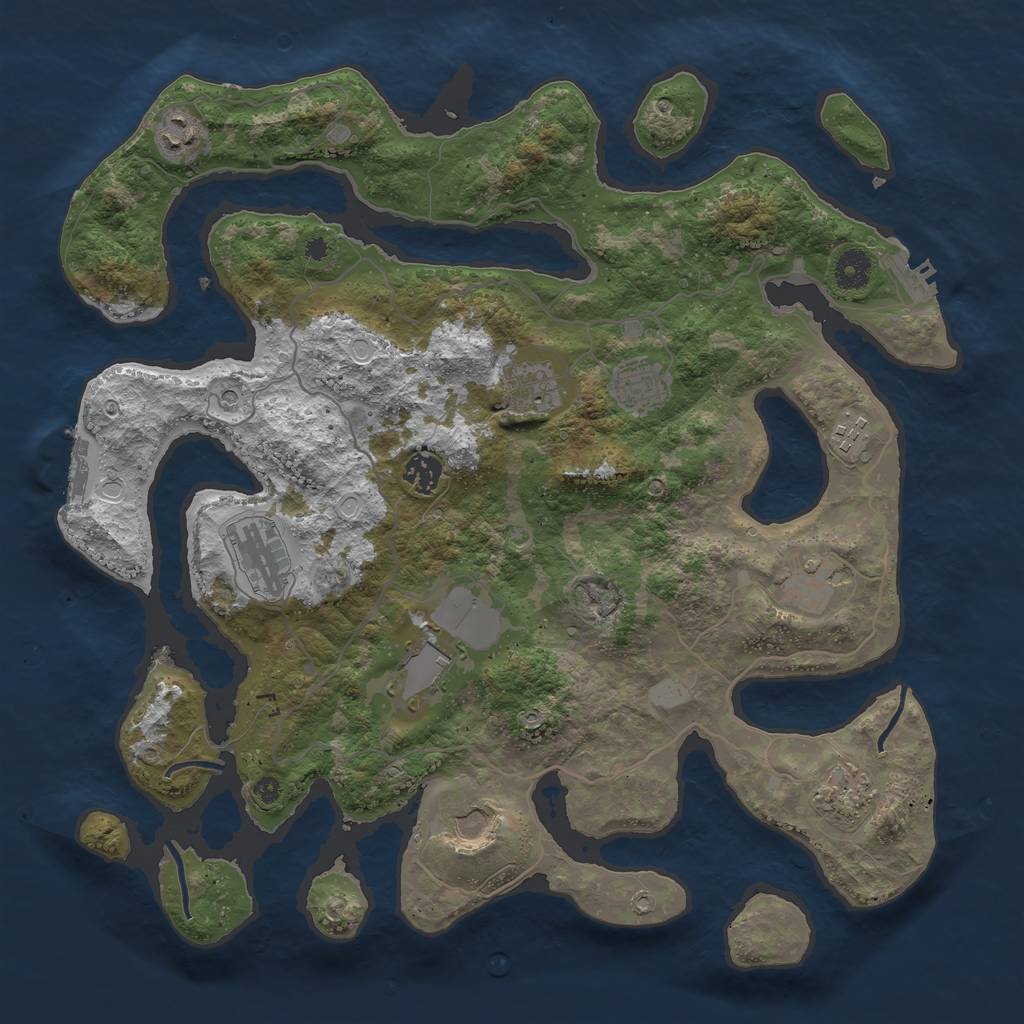 Rust Map: Procedural Map, Size: 4000, Seed: 1500196201, 18 Monuments