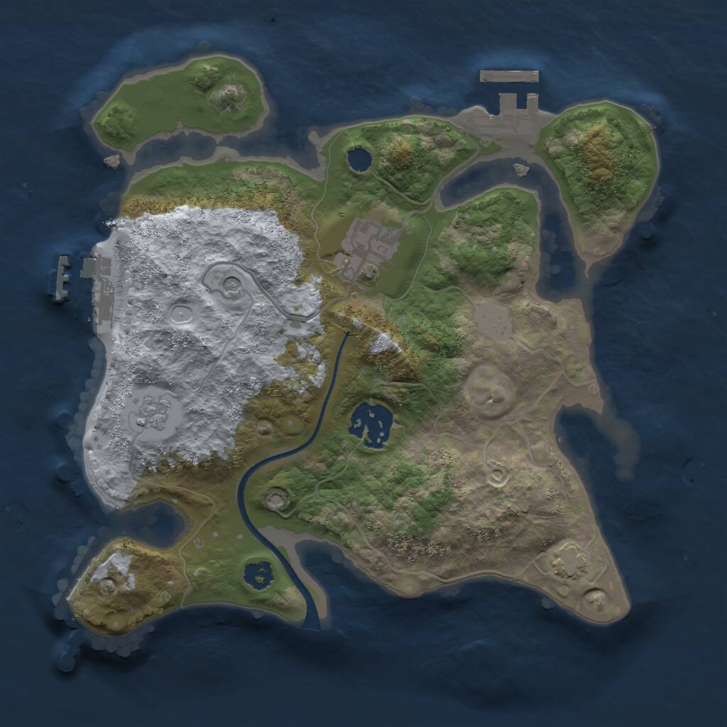 Rust Map: Procedural Map, Size: 2500, Seed: 2039386844, 8 Monuments