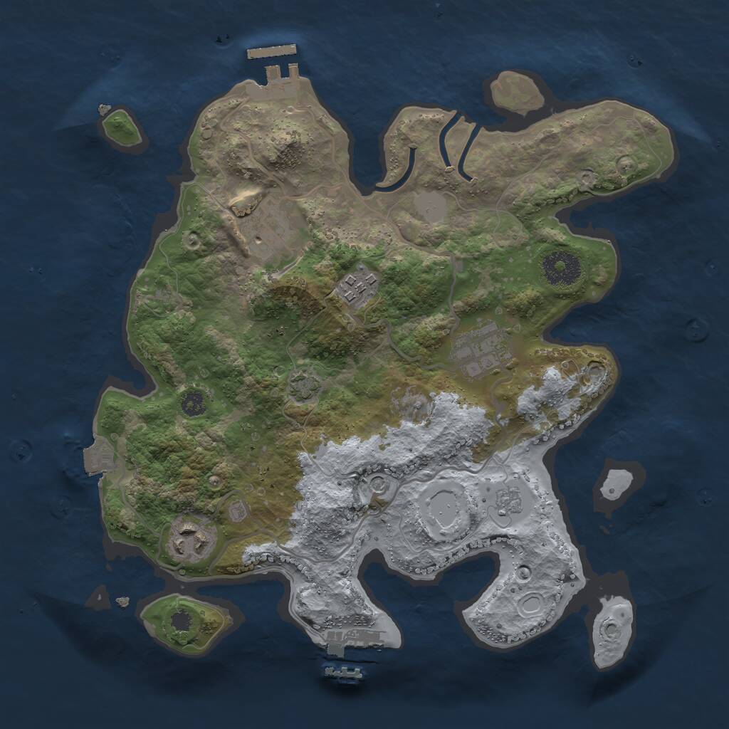 Rust Map: Procedural Map, Size: 3000, Seed: 50550, 10 Monuments