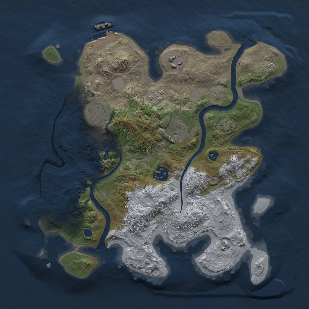 Rust Map: Procedural Map, Size: 3000, Seed: 50550, 10 Monuments