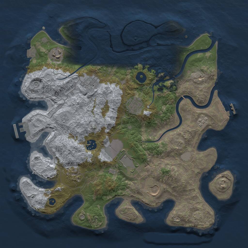 Rust Map: Procedural Map, Size: 3500, Seed: 73917, 14 Monuments