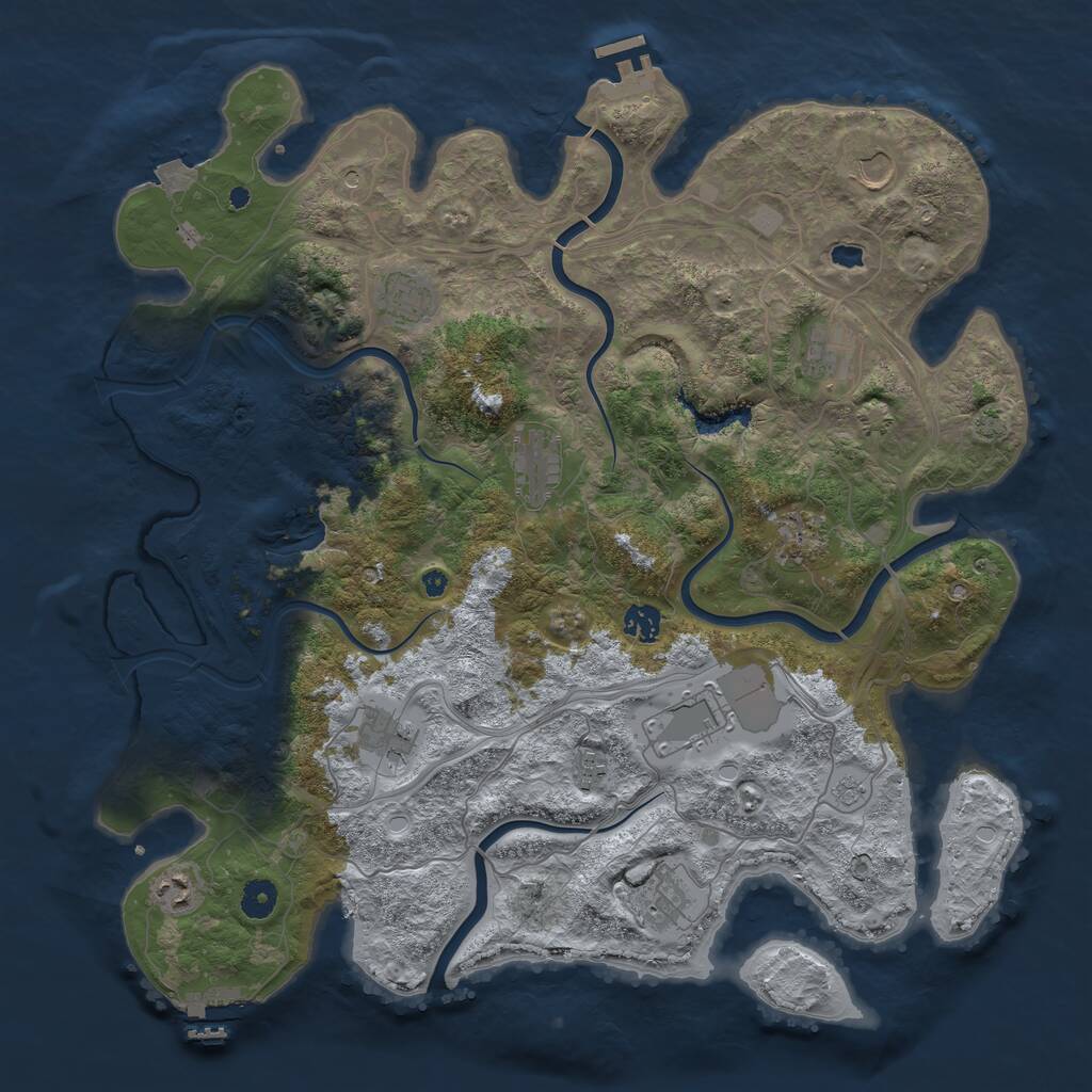 Rust Map: Procedural Map, Size: 4300, Seed: 44444, 17 Monuments