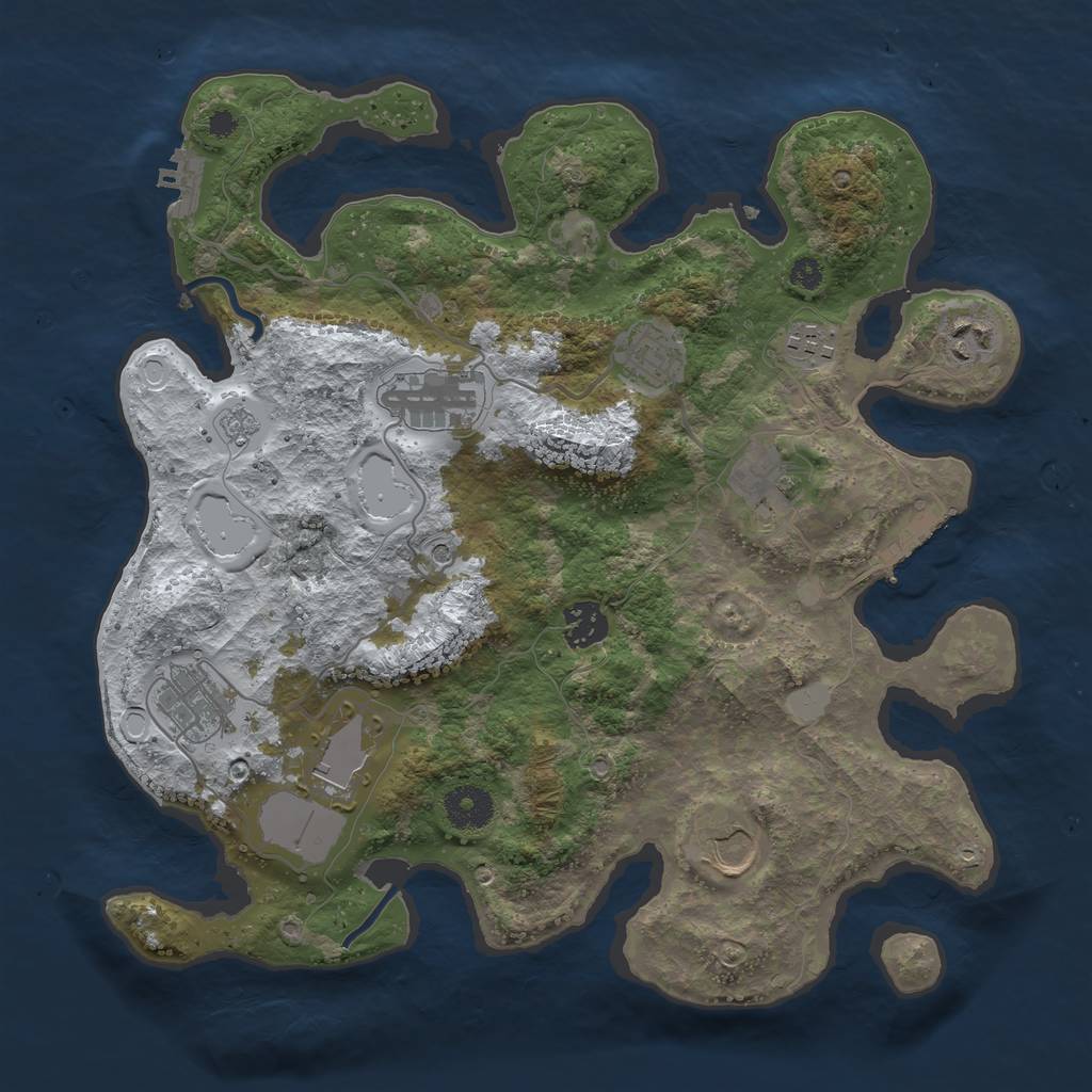 Rust Map: Procedural Map, Size: 3500, Seed: 61523, 18 Monuments