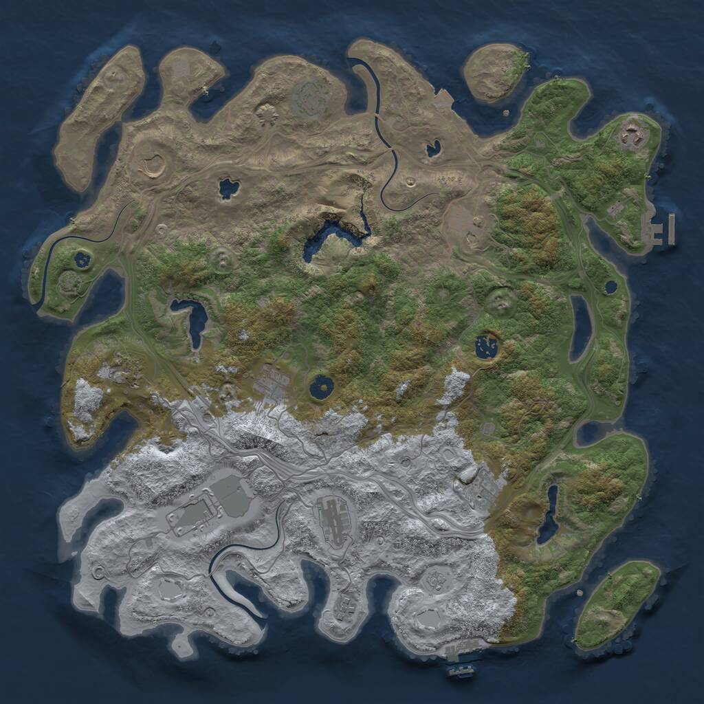 Rust Map: Procedural Map, Size: 4500, Seed: 3038, 17 Monuments