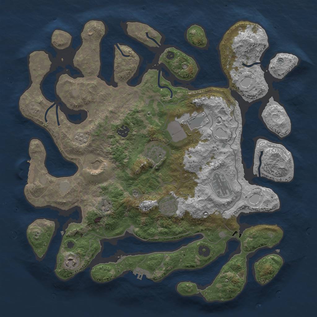 Rust Map: Procedural Map, Size: 4000, Seed: 1296936603, 16 Monuments
