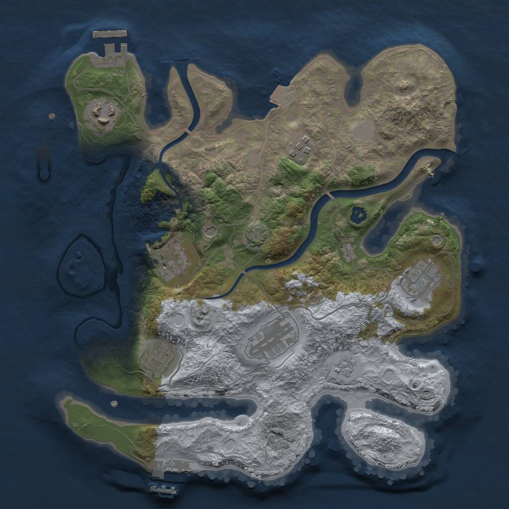 Rust Map: Procedural Map, Size: 3000, Seed: 614473, 12 Monuments
