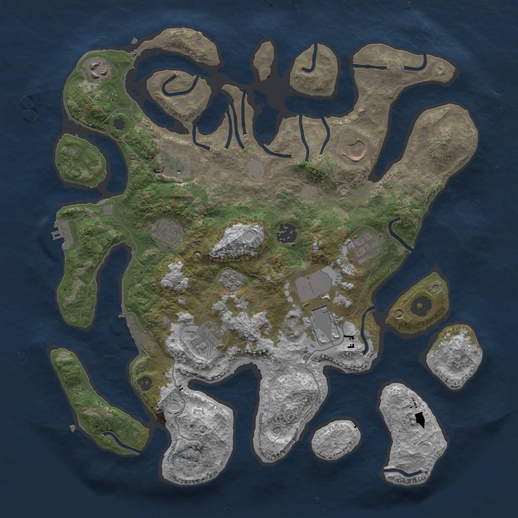 Rust Map: Procedural Map, Size: 3800, Seed: 1760371011, 17 Monuments