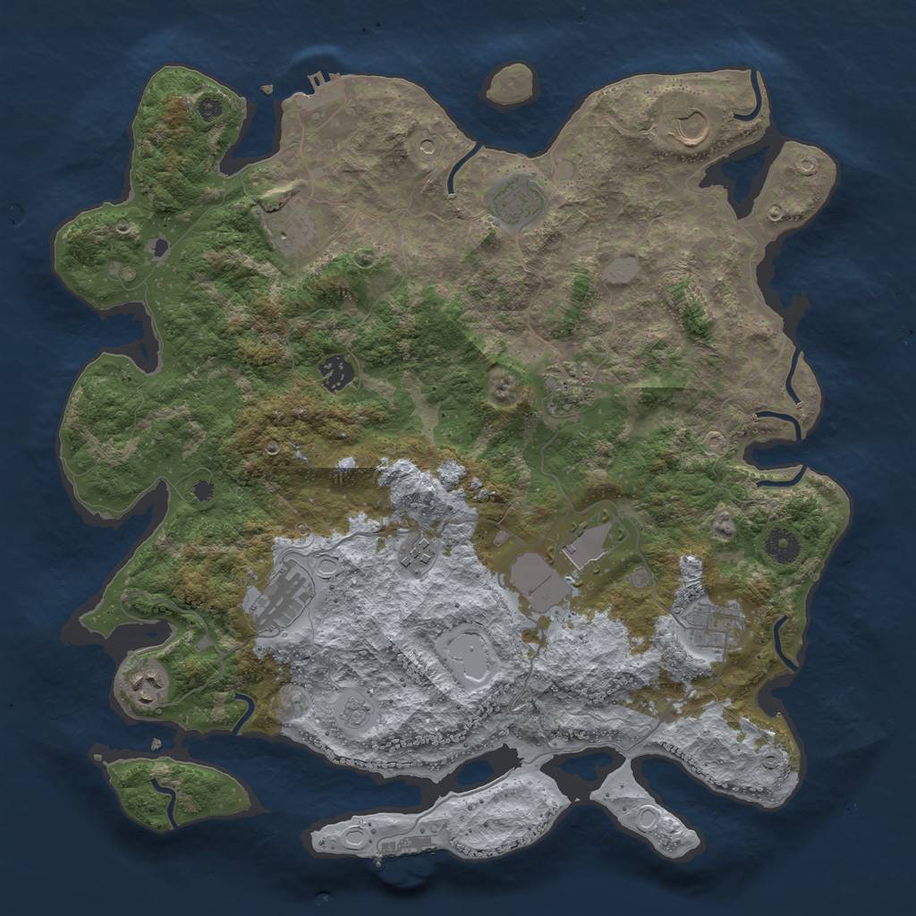 Rust Map: Procedural Map, Size: 3950, Seed: 1148229114, 17 Monuments
