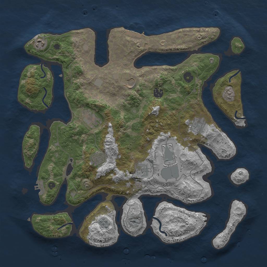 Rust Map: Procedural Map, Size: 4000, Seed: 5377, 16 Monuments