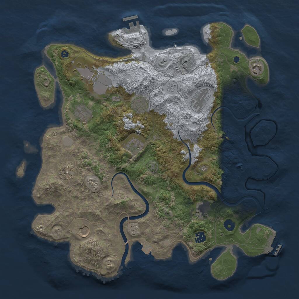 Rust Map: Procedural Map, Size: 3950, Seed: 479707869, 17 Monuments