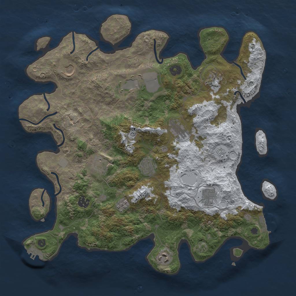 Rust Map: Procedural Map, Size: 3850, Seed: 338780189, 19 Monuments