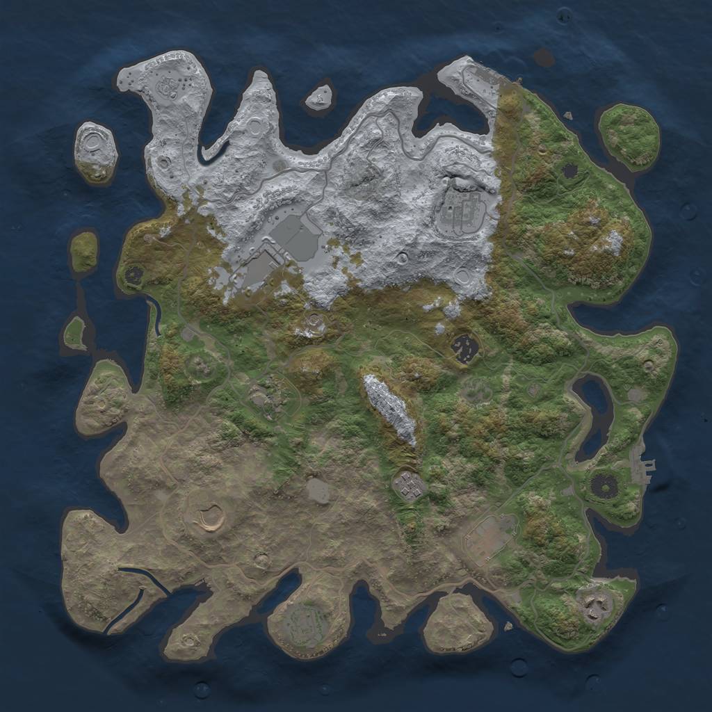 Rust Map: Procedural Map, Size: 4000, Seed: 4212833, 18 Monuments