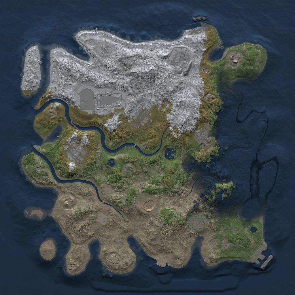 Rust Map: Procedural Map, Size: 3700, Seed: 1342054613, 16 Monuments