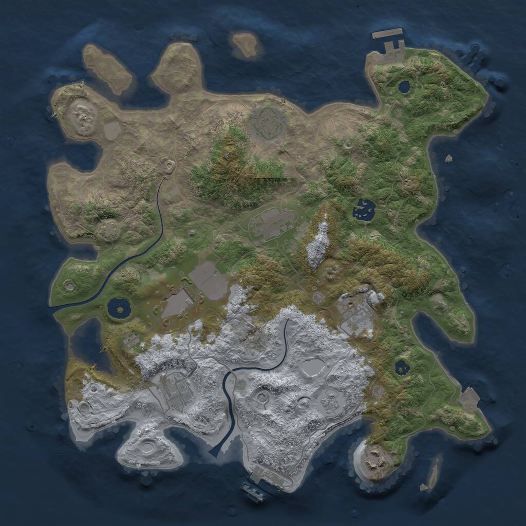 Rust Map: Procedural Map, Size: 3500, Seed: 634613548, 13 Monuments