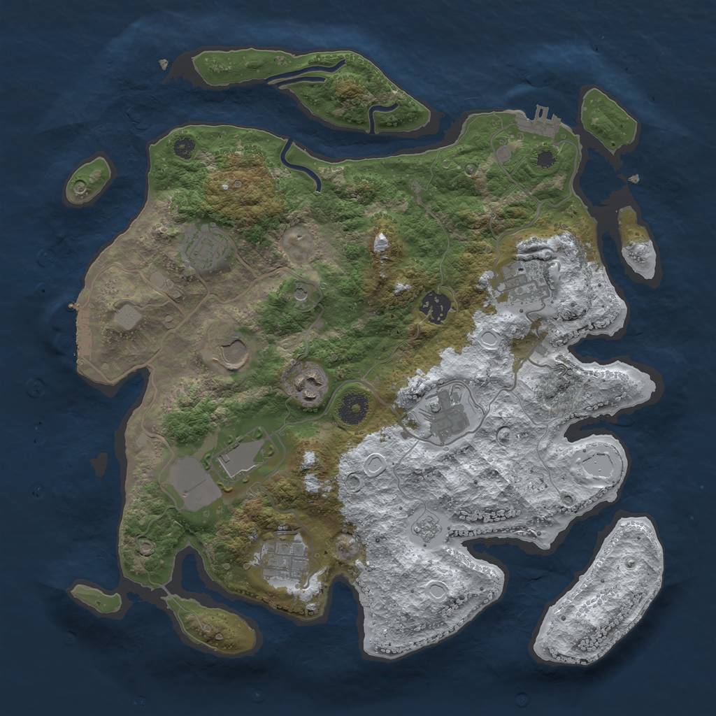 Rust Map: Procedural Map, Size: 3500, Seed: 1482362078, 17 Monuments