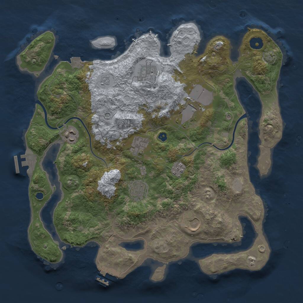 Rust Map: Procedural Map, Size: 3500, Seed: 244524095, 13 Monuments