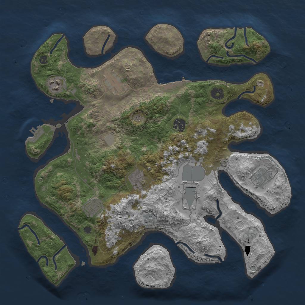 Rust Map: Procedural Map, Size: 3600, Seed: 2908995, 16 Monuments