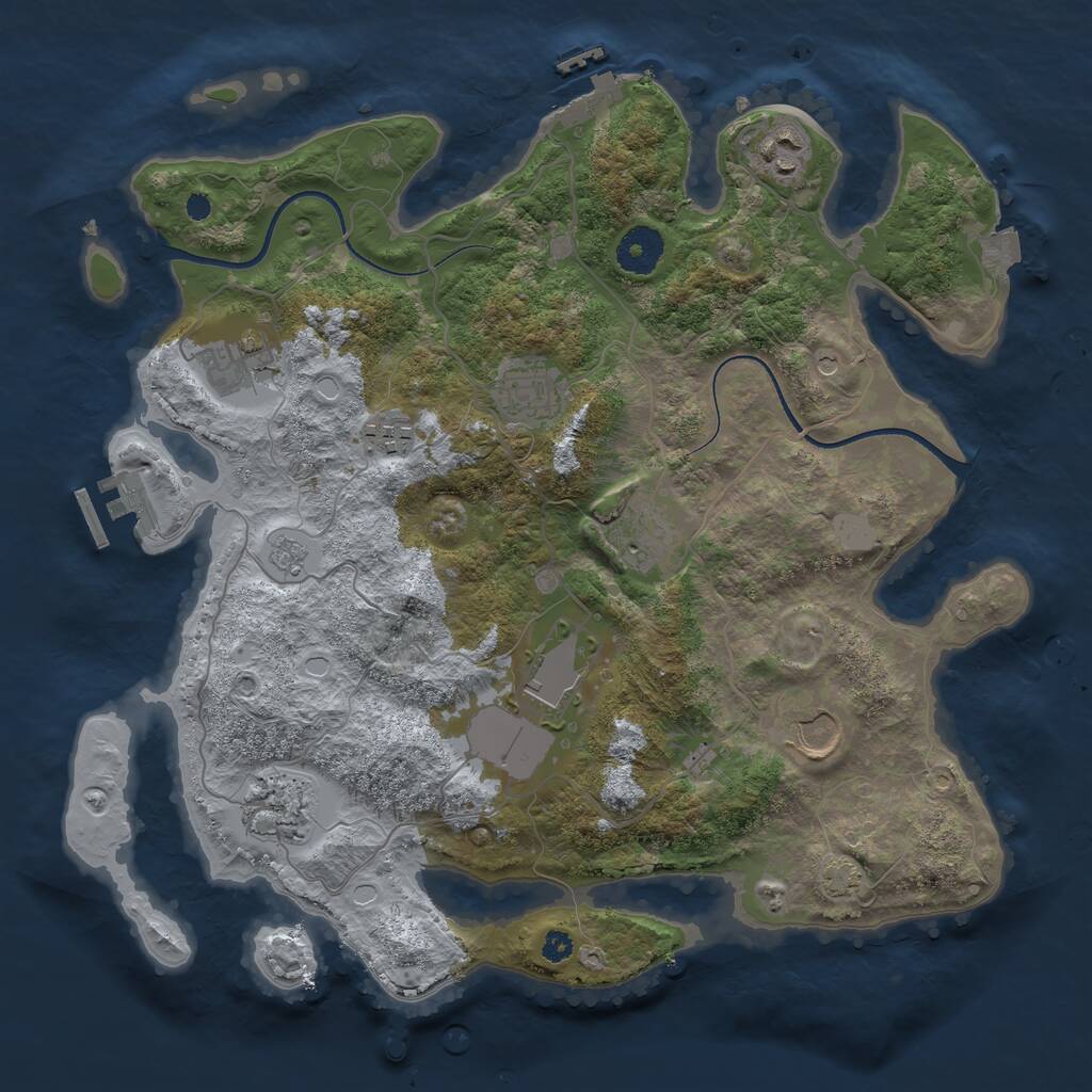 Rust Map: Procedural Map, Size: 3500, Seed: 314641, 14 Monuments