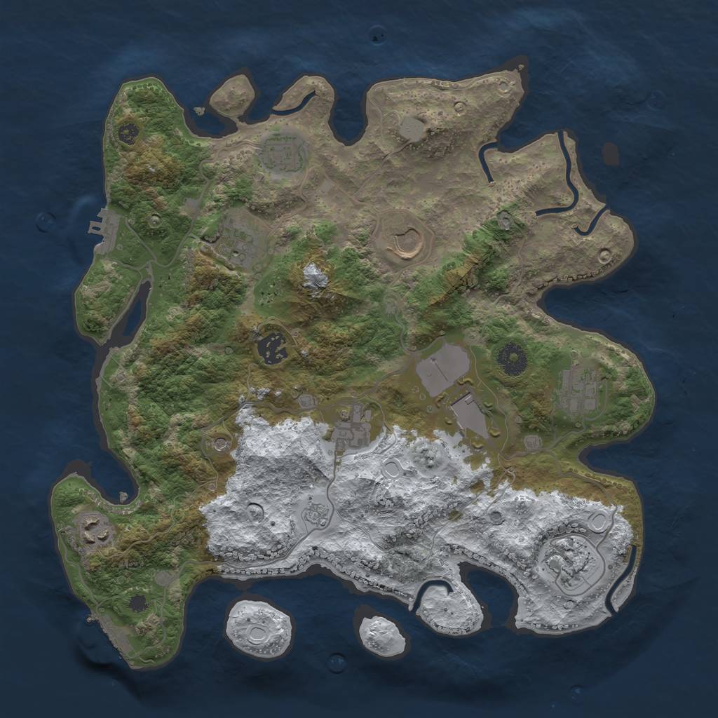 Rust Map: Procedural Map, Size: 3500, Seed: 108108914, 18 Monuments