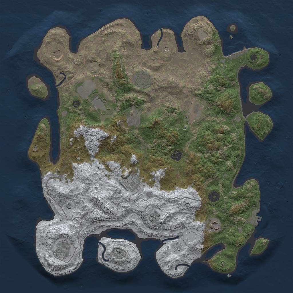 Rust Map: Procedural Map, Size: 4000, Seed: 912683, 19 Monuments