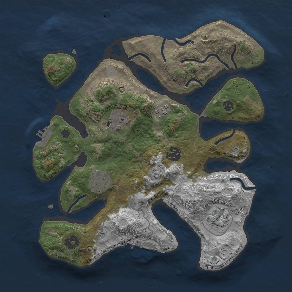 Rust Map: Procedural Map, Size: 3000, Seed: 712371, 13 Monuments