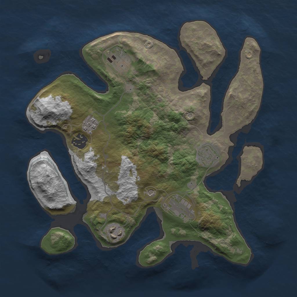 Rust Map: Barren, Size: 3000, Seed: 511, 9 Monuments