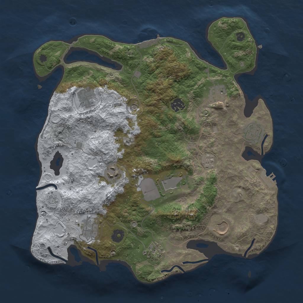 Rust Map: Procedural Map, Size: 3500, Seed: 62440416, 19 Monuments