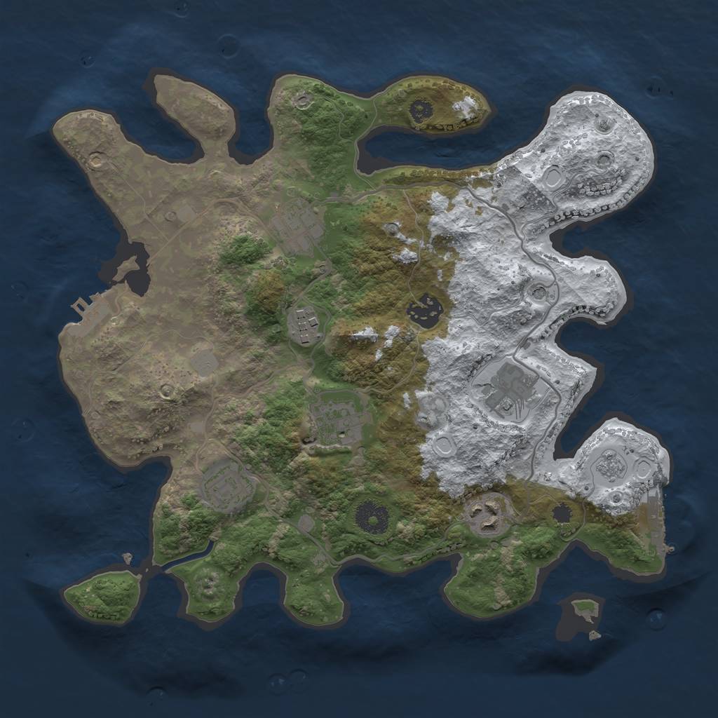 Rust Map: Procedural Map, Size: 3200, Seed: 876345, 16 Monuments