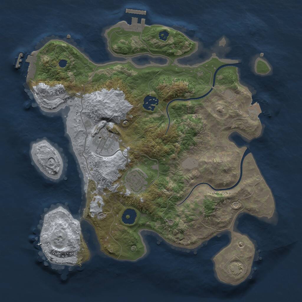 Rust Map: Procedural Map, Size: 3000, Seed: 58836469, 7 Monuments