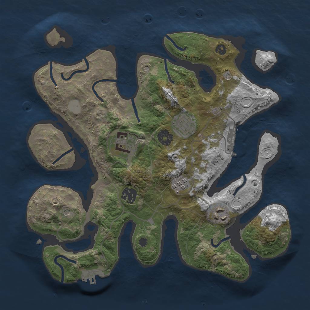 Rust Map: Procedural Map, Size: 3000, Seed: 30451690, 13 Monuments