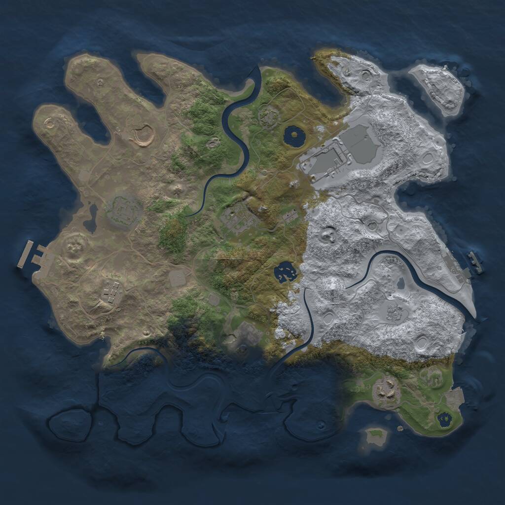 Rust Map: Procedural Map, Size: 3500, Seed: 876345, 14 Monuments