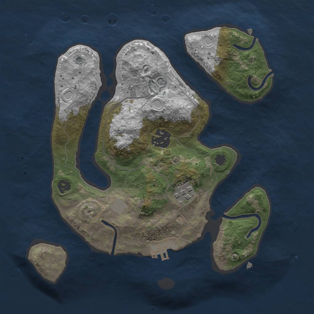 Rust Map: Procedural Map, Size: 2500, Seed: 333333333, 9 Monuments