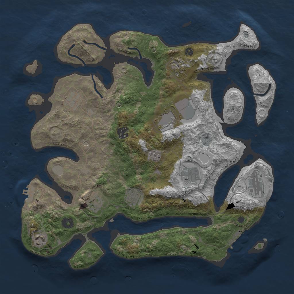 Rust Map: Procedural Map, Size: 3700, Seed: 1678988493, 18 Monuments