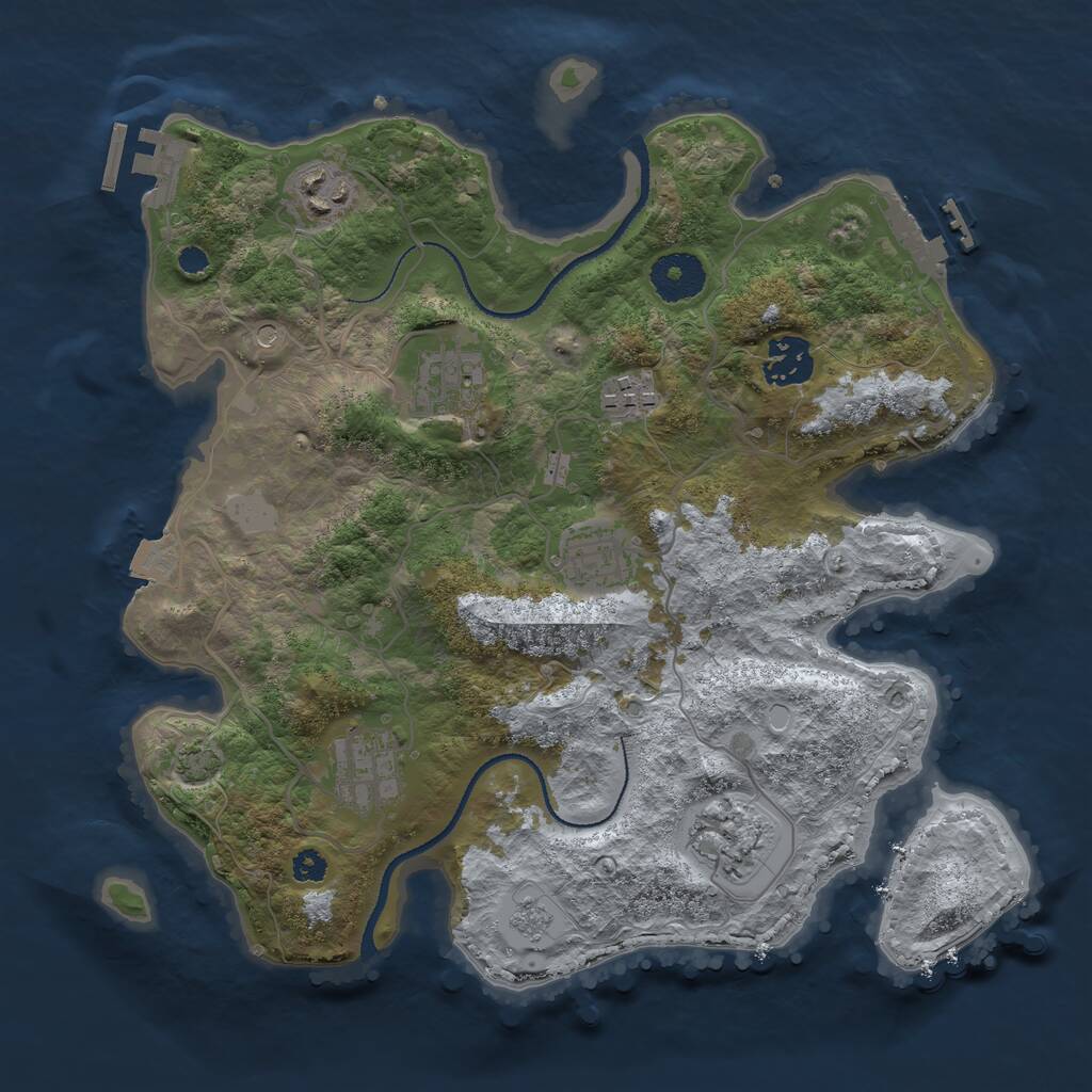 Rust Map: Procedural Map, Size: 3200, Seed: 755959772, 13 Monuments
