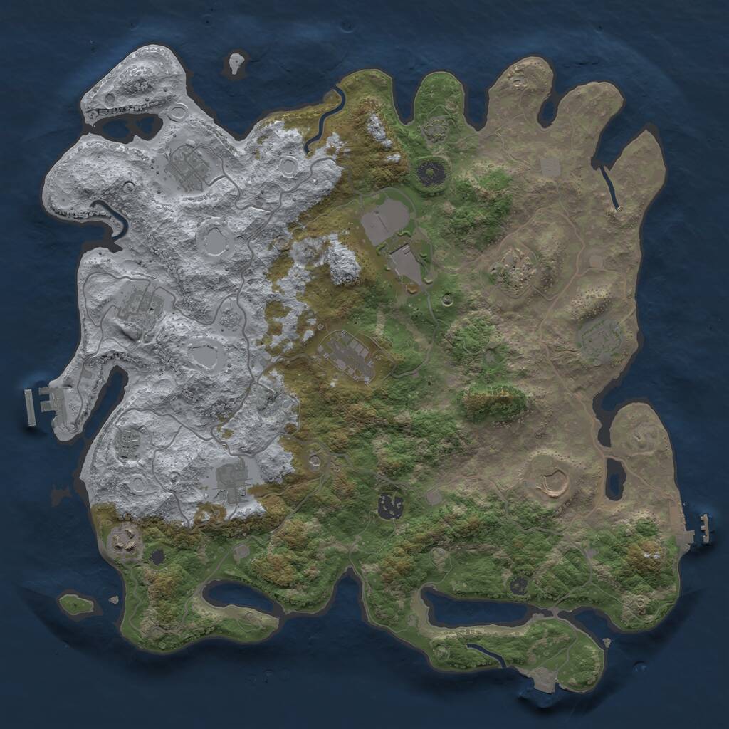 Rust Map: Procedural Map, Size: 4000, Seed: 1208045644, 17 Monuments