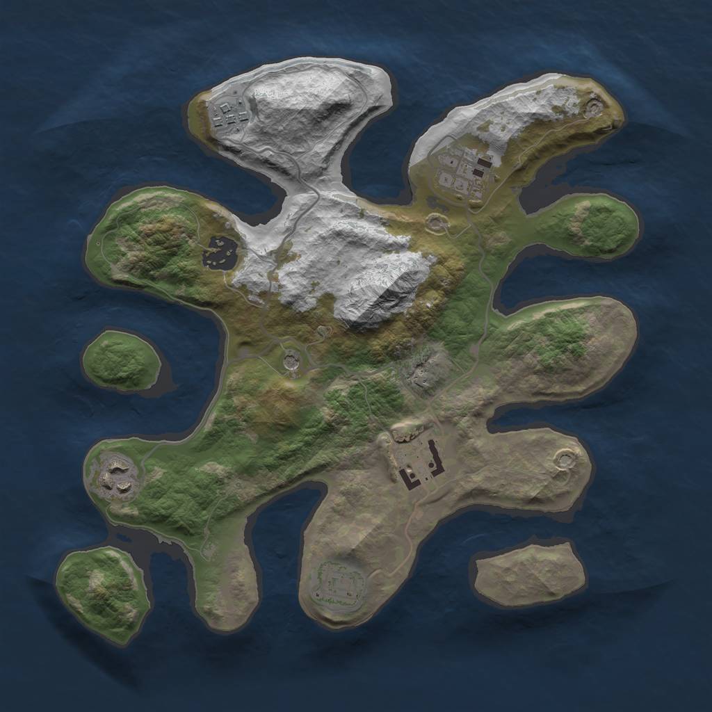 Rust Map: Barren, Size: 3000, Seed: 513, 9 Monuments