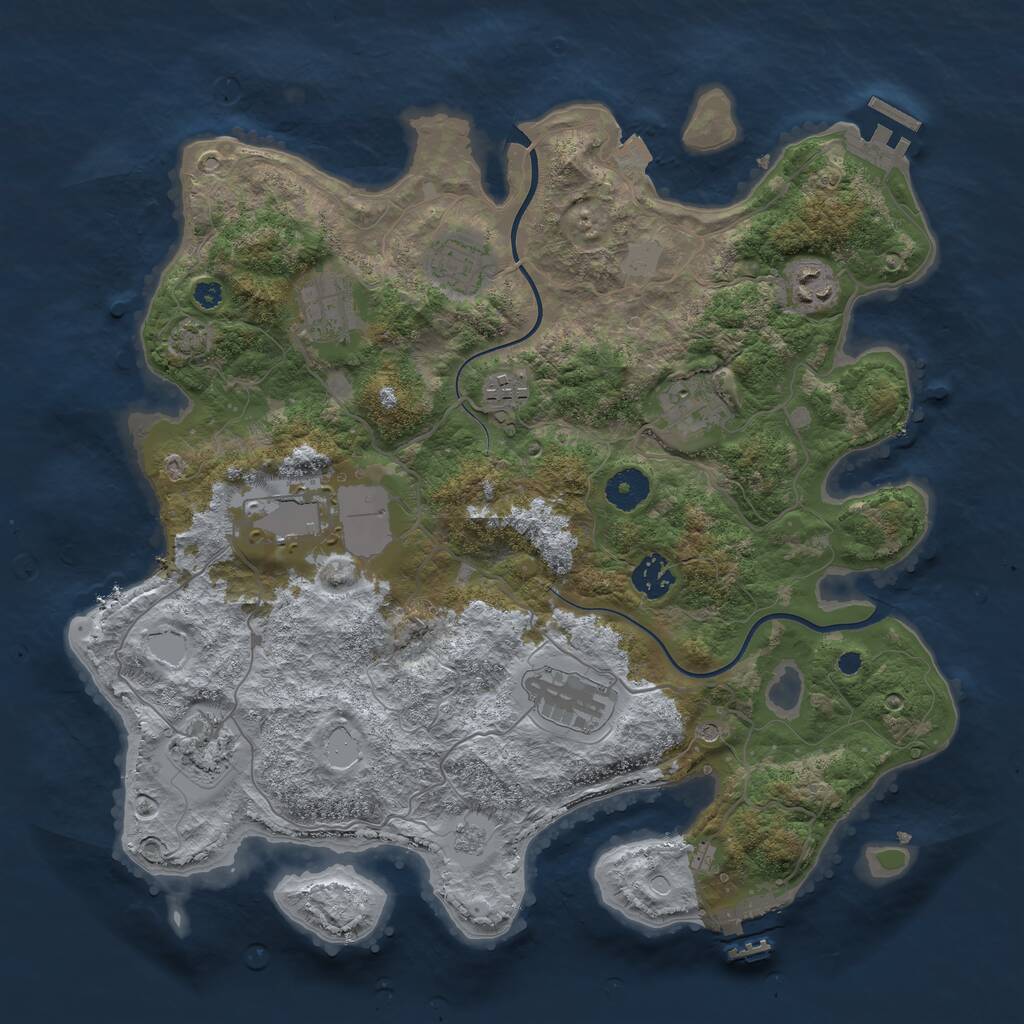 Rust Map: Procedural Map, Size: 3700, Seed: 1427304684, 15 Monuments